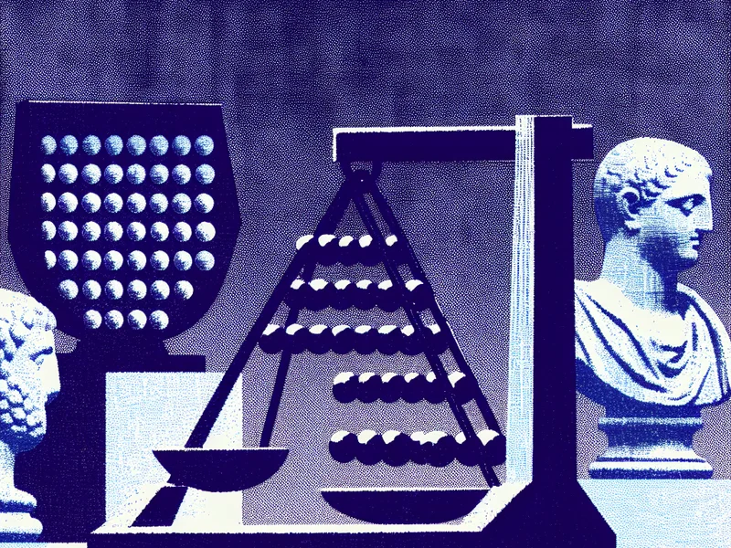 Classical Roman and Greek styled illustration representing What is a Zero Cost Collar? The Essentials for 2026 with Greek merchant scales or abacus