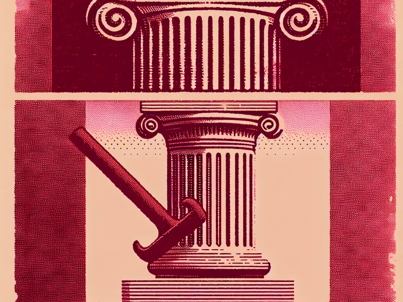Classical Roman and Greek styled illustration representing What Is a Zero-Lot-Line House? with single Ionic column capital or Roman house key